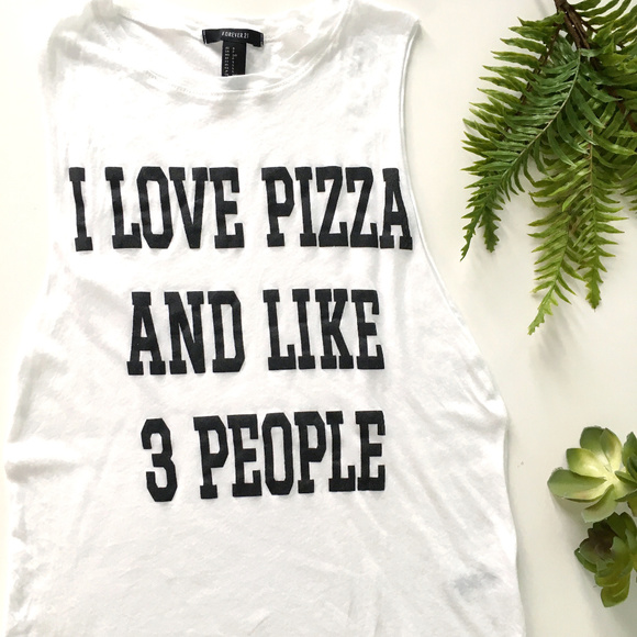 Forever 21 Tops - Forever 21 I Love Pizza Muscle Tank